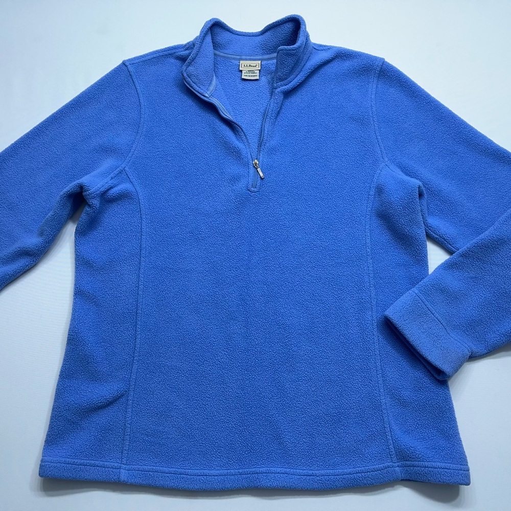 LL Bean Polartec 1/4 Zip Fleece Pullover Womens Size Medium Light Blue